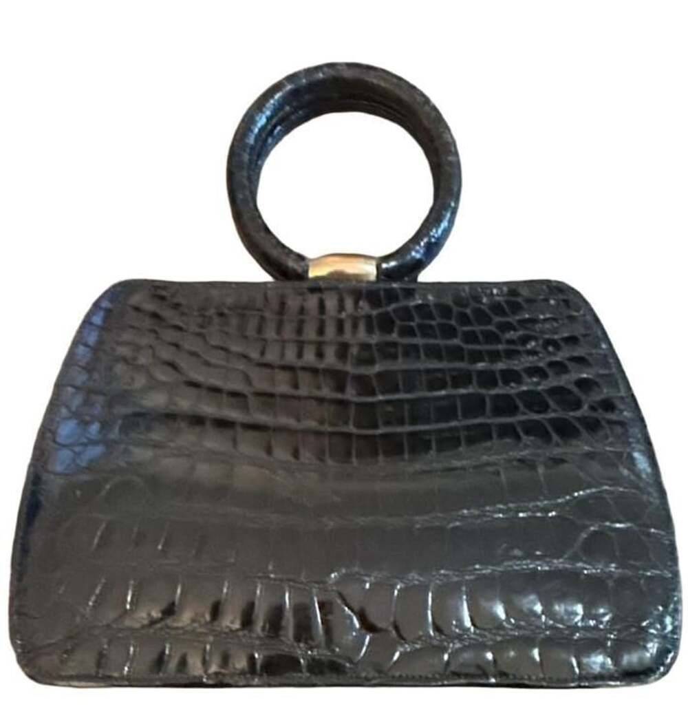 Bag By Josef Vintage Black Alligator Handbag Made In France